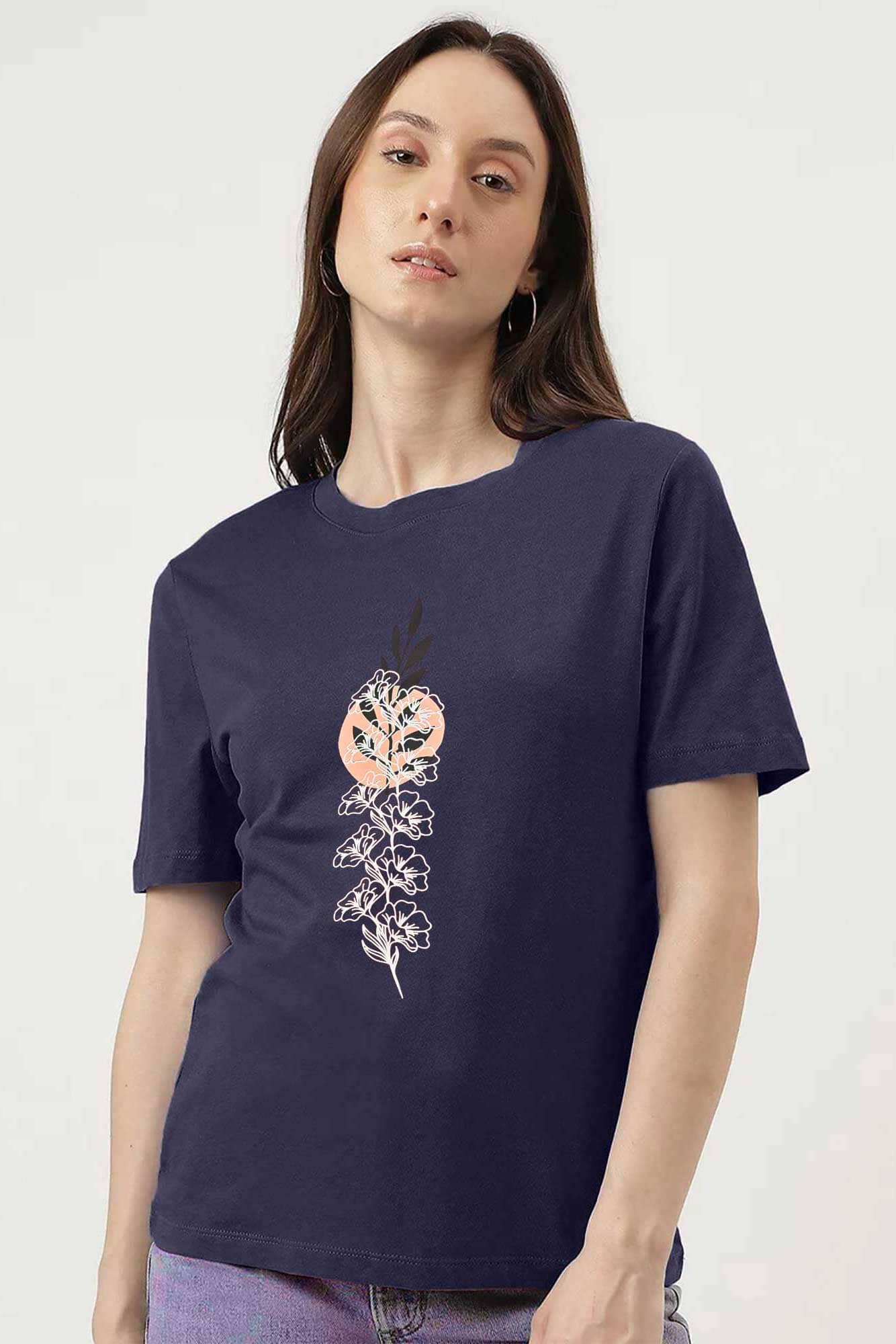 East West Women's Floral Printed Short Sleeve Tee Shirt Women's Tee Shirt East West 