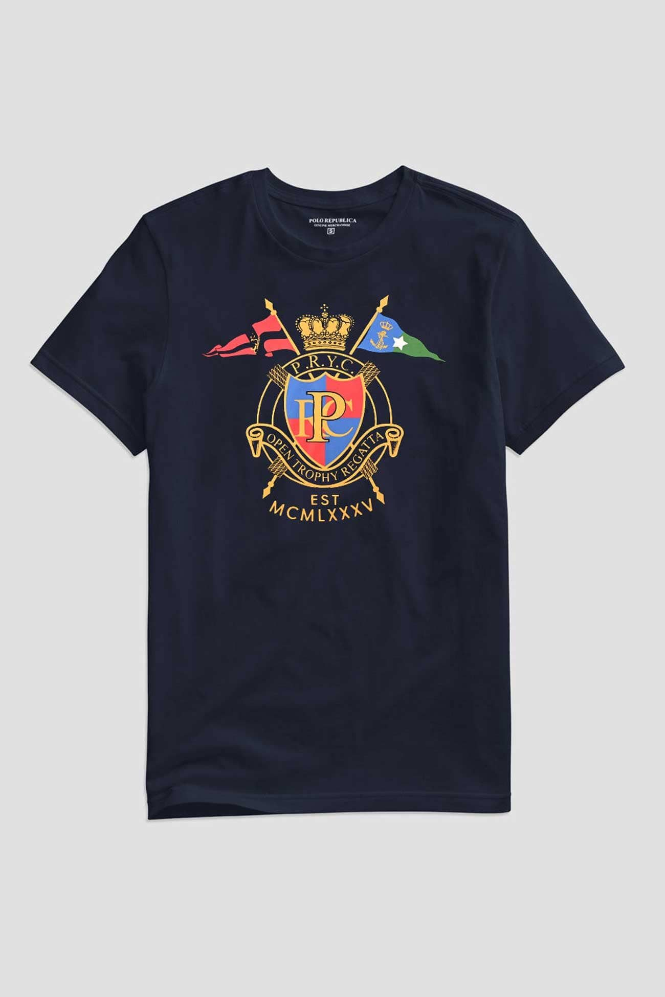 Polo Republica Men's PRC Trophy Printed Crew Neck Tee Shirt