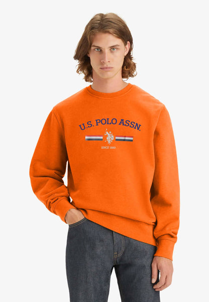 USPA Men's Logo Printed Fleece Sweat Shirt Men's Sweat Shirt Fiza Orange XS 