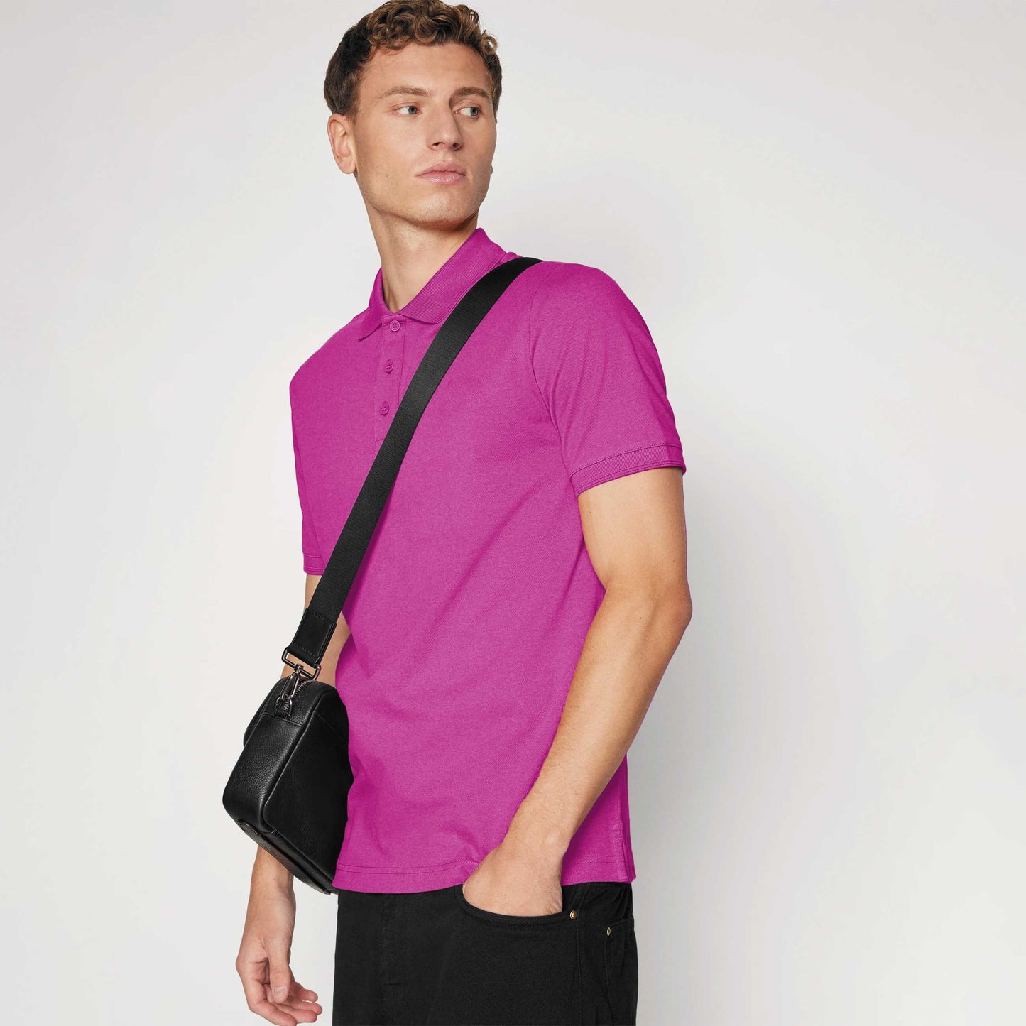 Platic Men's Short Sleeve with Minor Fault Polo Shirt Minor Fault Image Pink XS 