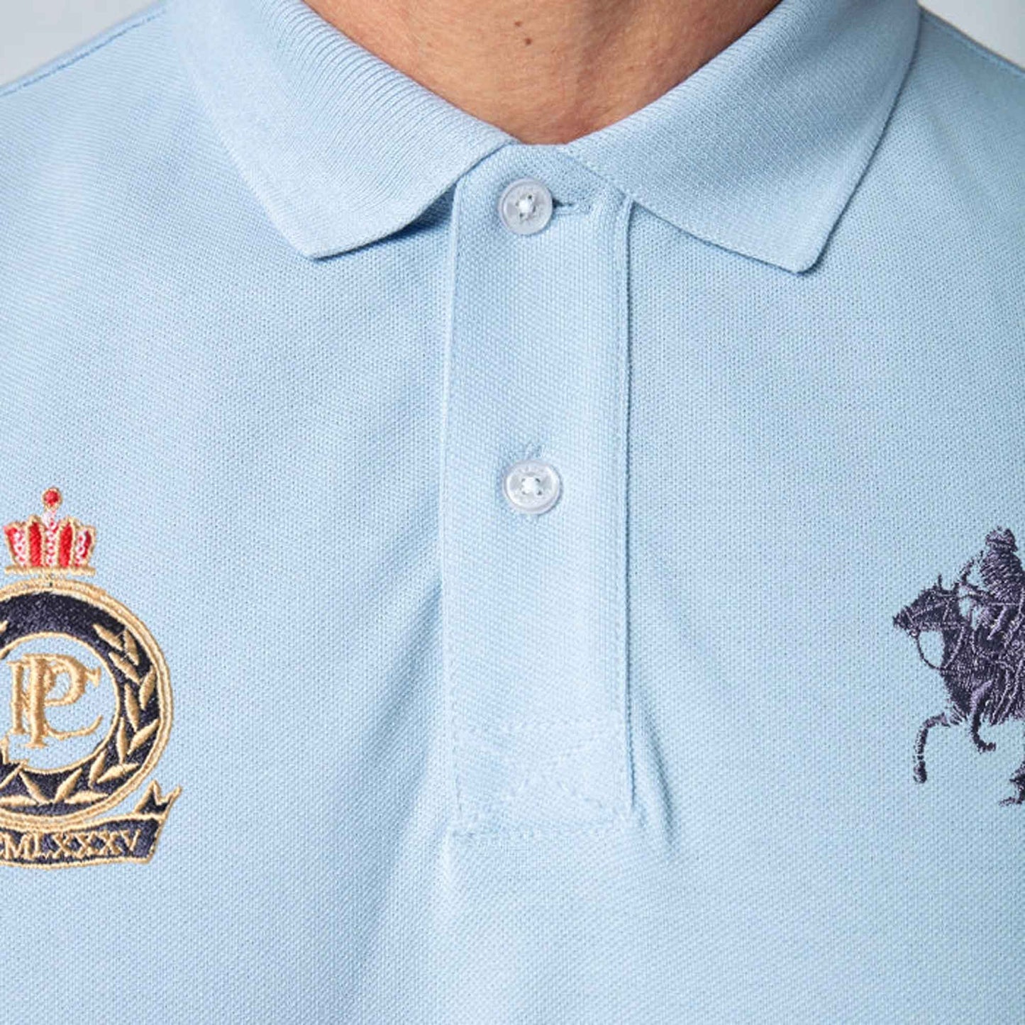 Polo Republica Men's Triple Pony & PRC Embroidered Short Sleeve Polo Shirt
