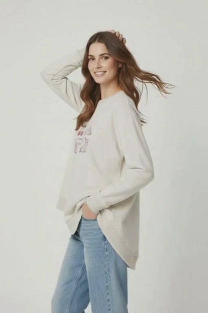 L.A.T Women's Printed High Low Hem Minor Fault Sweat Shirt