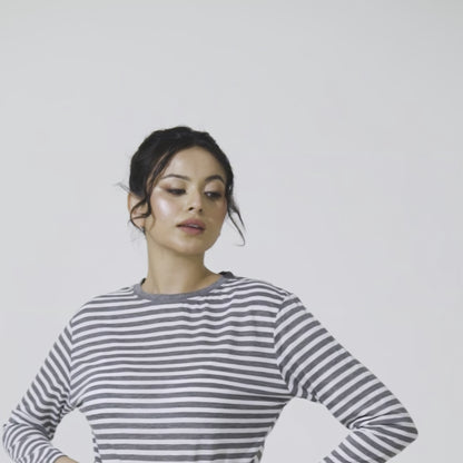 Max 21 Women's Stripes Style Long Sleeve Tee Shirt