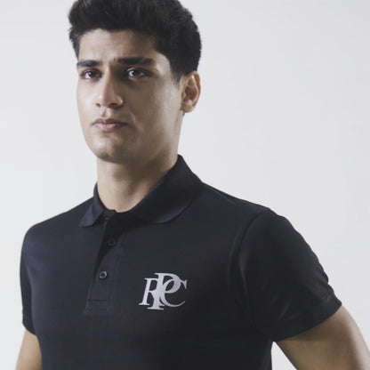 Polo Republica Men's PRC Printed Strips Shoulder Activewear Polo Shirt
