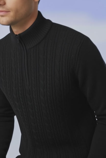 VT Men's Cable Knit Zipper Sweater