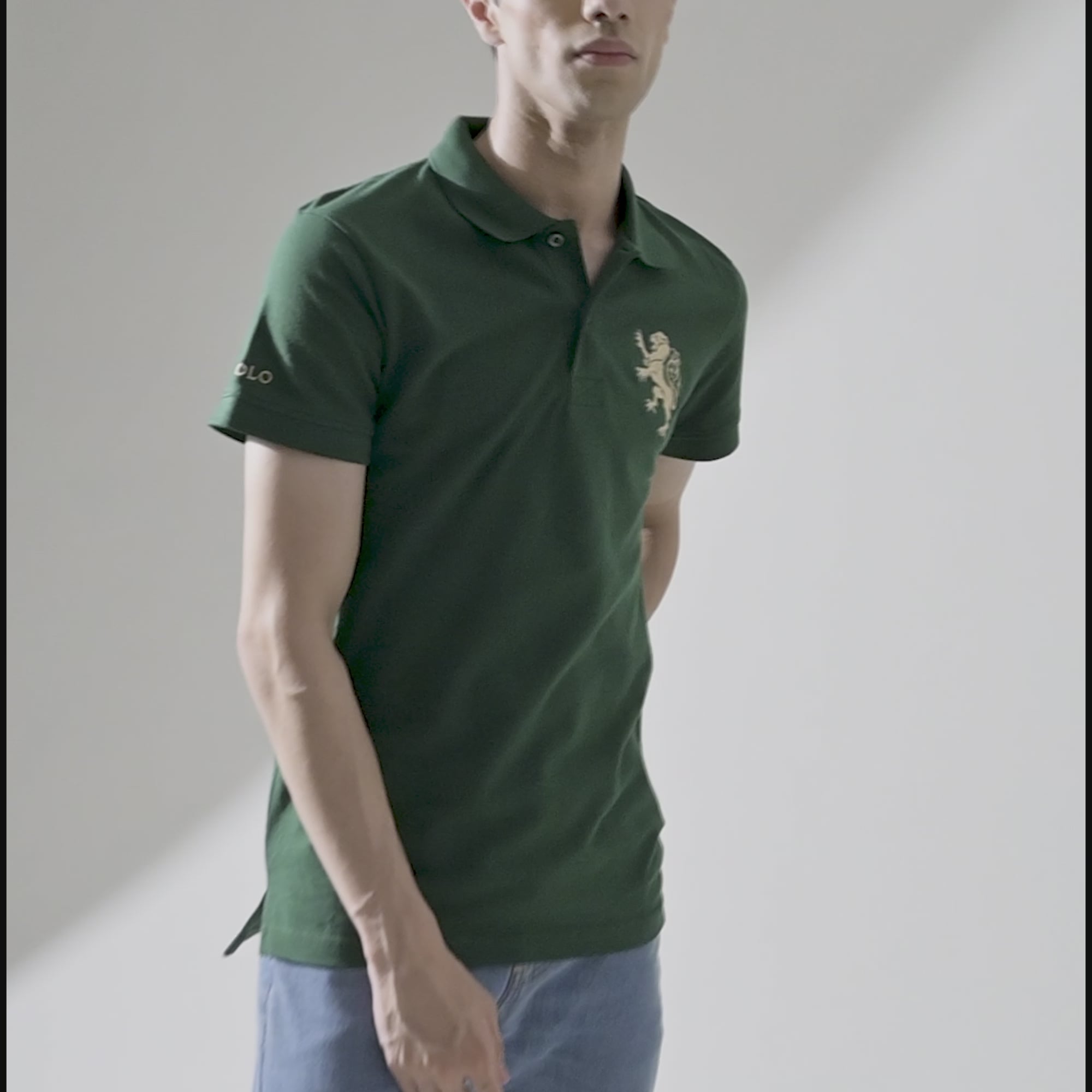 Polo Republica Men's Regal Lion Embroidered Short Sleeve Polo Shirt Green