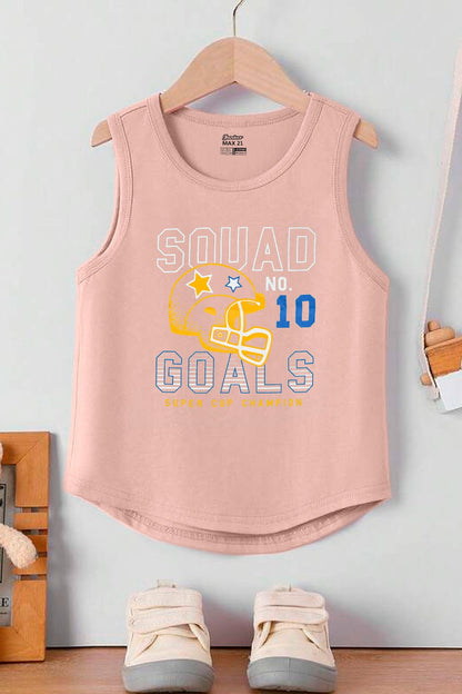 Junior Boy's Squad Goals Printed Tank Top Girl's Tee Shirt SZK Pink 3-4 Years 