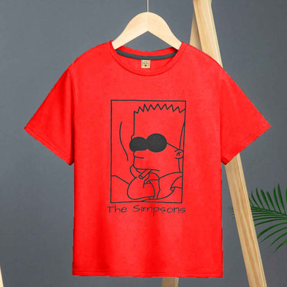 Junior Republic Kid's The Simpsons Printed Tee Shirt Boy's Tee Shirt JRR Red 1-2 Years 