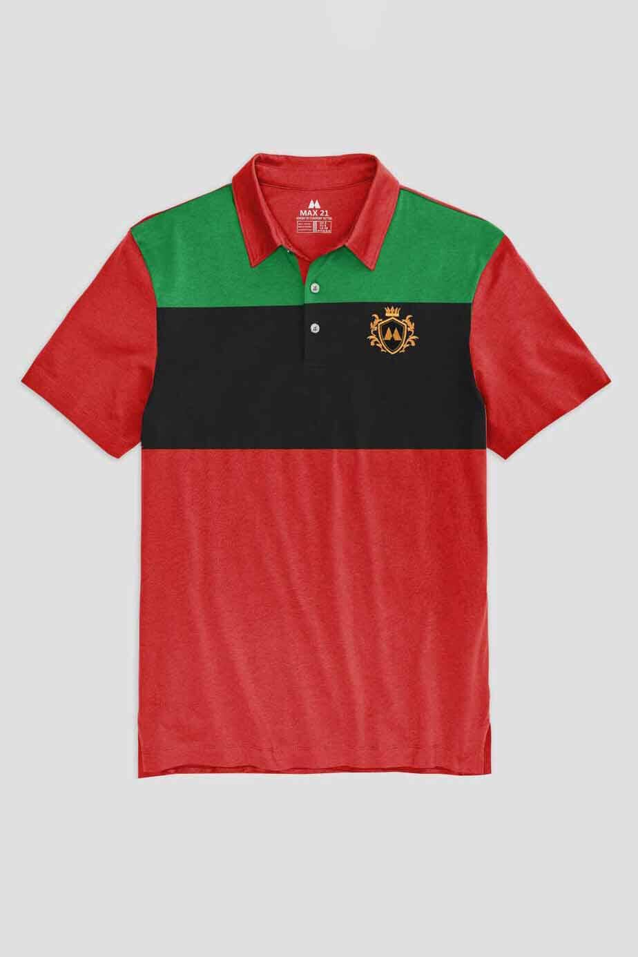 Max 21 Men's Benin Contrast Panel Design Short Sleeve Polo Shirt