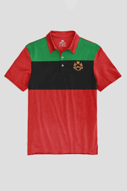 Max 21 Men's Benin Contrast Panel Design Short Sleeve Polo Shirt