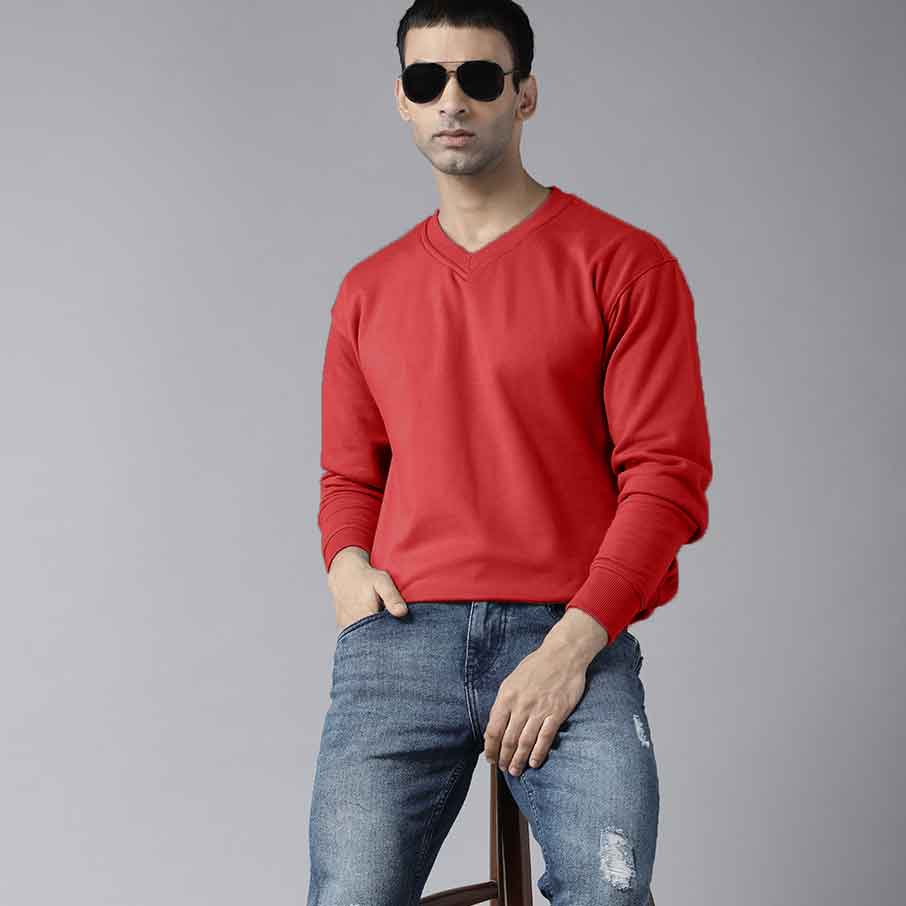 Polo Republica Men's Nobitu V-Neck Sweat Shirt Men's Sweat Shirt Polo Republica Red S 