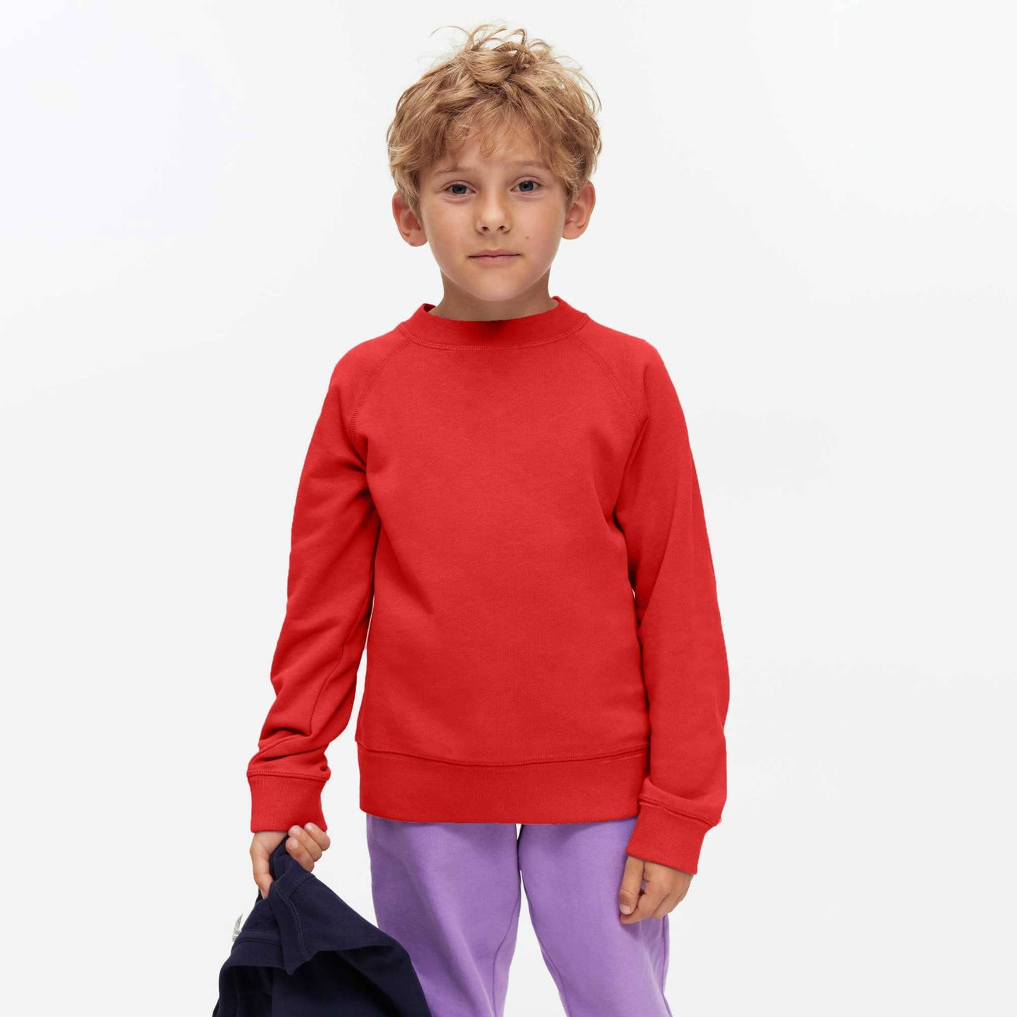 Sportex Kid's Solid Design Raglan Sleeve Fleece Sweat Shirt Kid's Sweat Shirt Minhas Garments Red 3-4 Years 