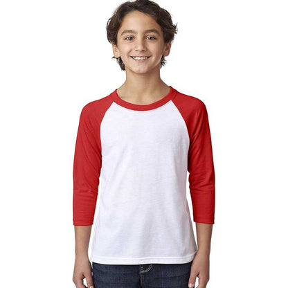 R-Youth Boy's Raglan Sleeve Activewear Tee Shirt Boy's Tee Shirt First Choice White & Red 7-8 Years 