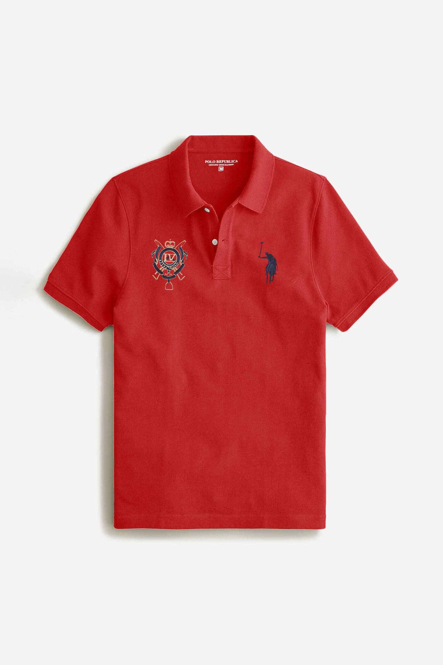Polo Republica Men's Signature Pony And LV Crest Embroidered Polo Shirt Men's Polo Shirt Polo Republica 