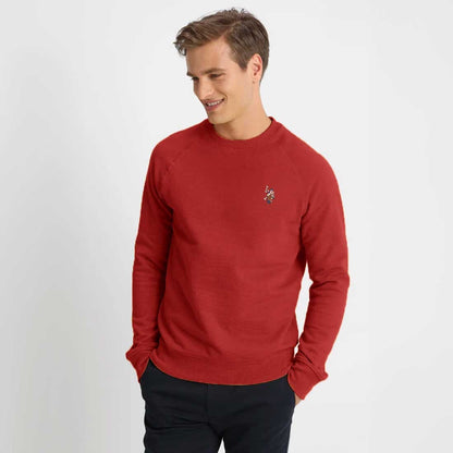 USPA Men's Raglan Logo Embroidered Fleece Sweat Shirt Men's Sweat Shirt Fiza Red XS 