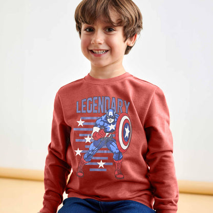 Minoti Kid's Legendary Printed Fleece Sweat Shirt Kid's Sweat Shirt ZBC Brick Red 1-2 Years 