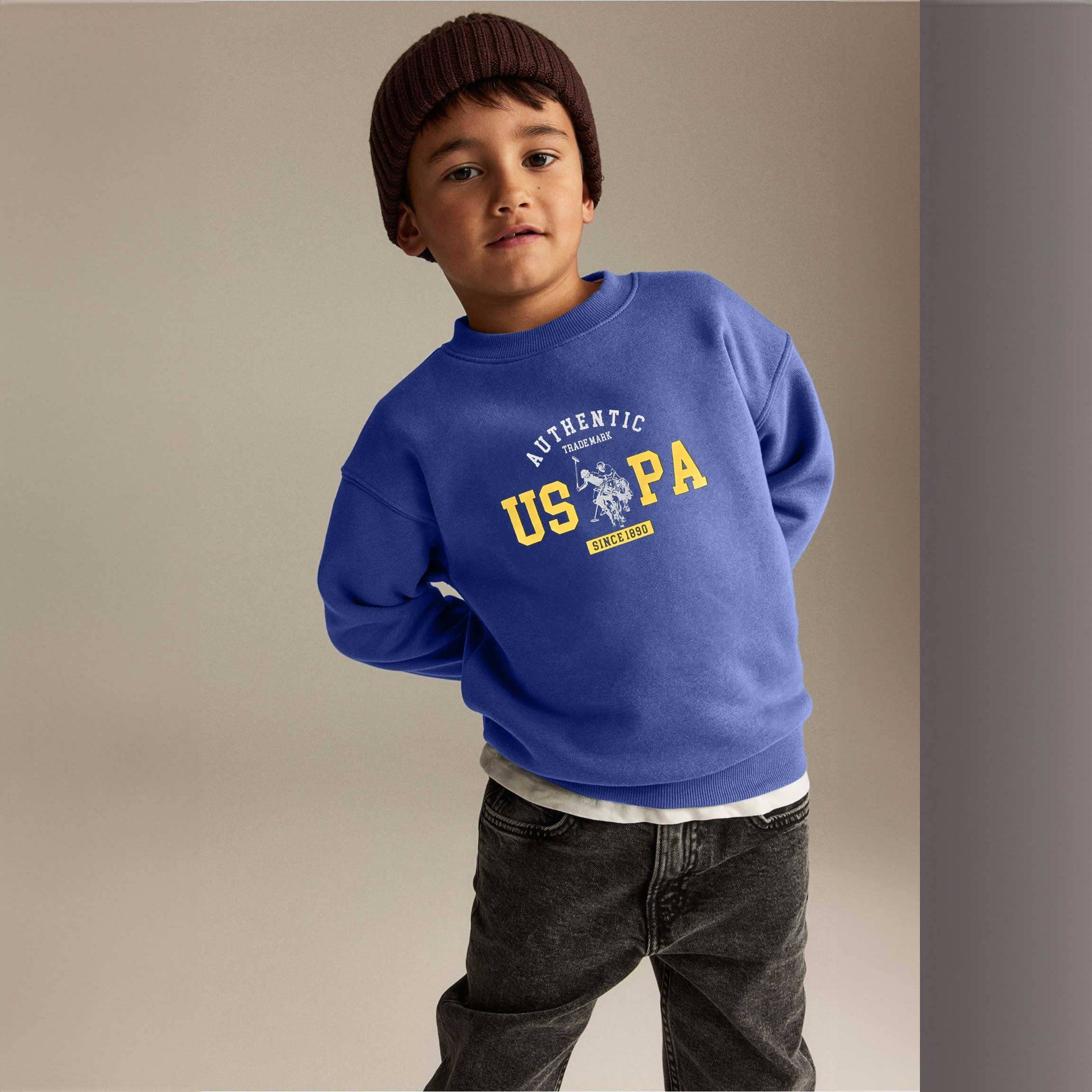 USPA Kid's Authentic US Printed Fleece Sweat Shirt Kid's Sweat Shirt Fiza Blue (XS) 2-3 Years 