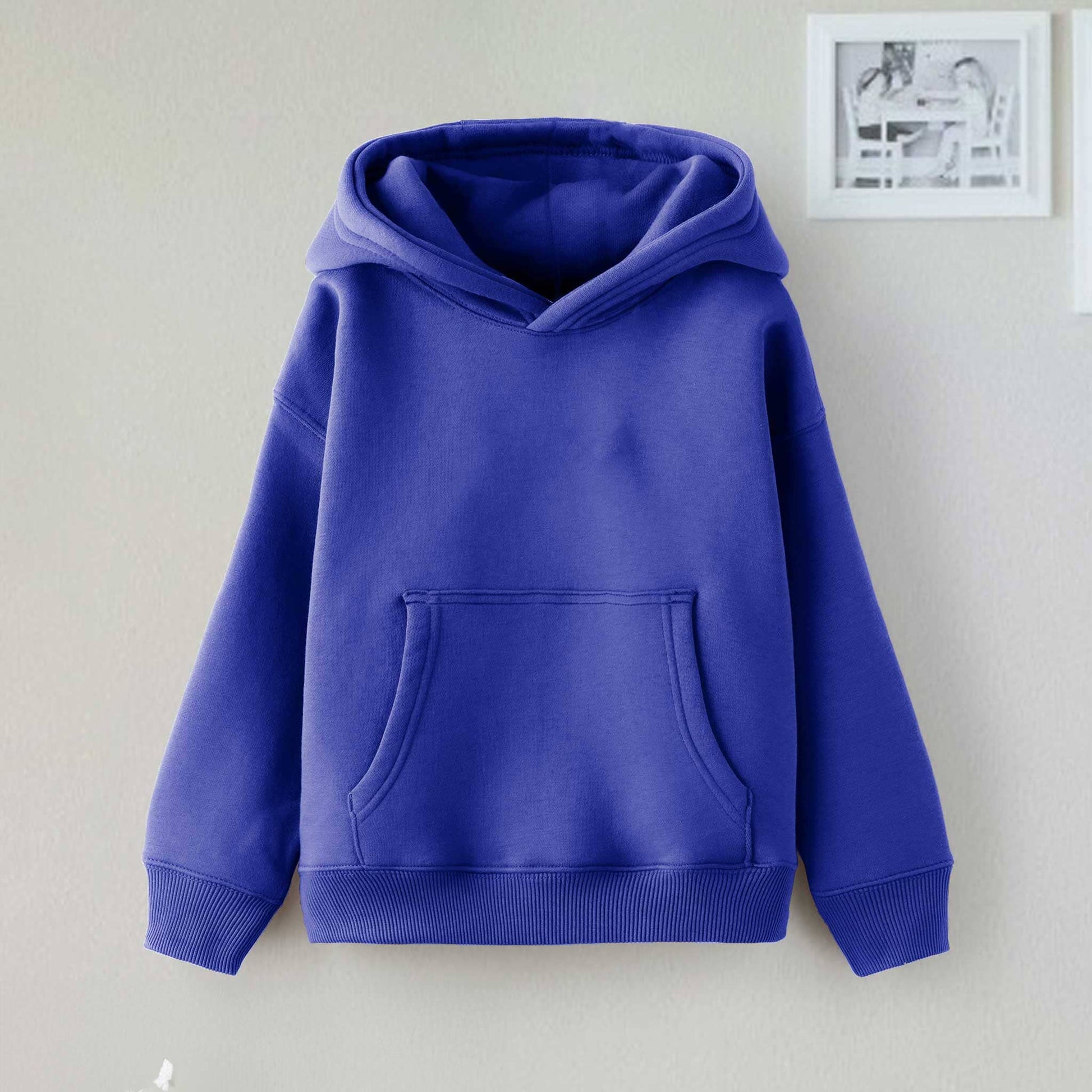 Dream Kid's Solid Design Long Sleeve Pullover Fleece Hoodie Boy's Pullover Hoodie Minhas Garments Royal 2-3 Years 