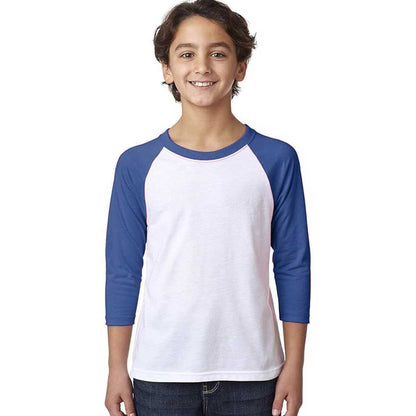 R-Youth Boy's Raglan Sleeve Activewear Tee Shirt Boy's Tee Shirt First Choice White & Blue 7-8 Years 