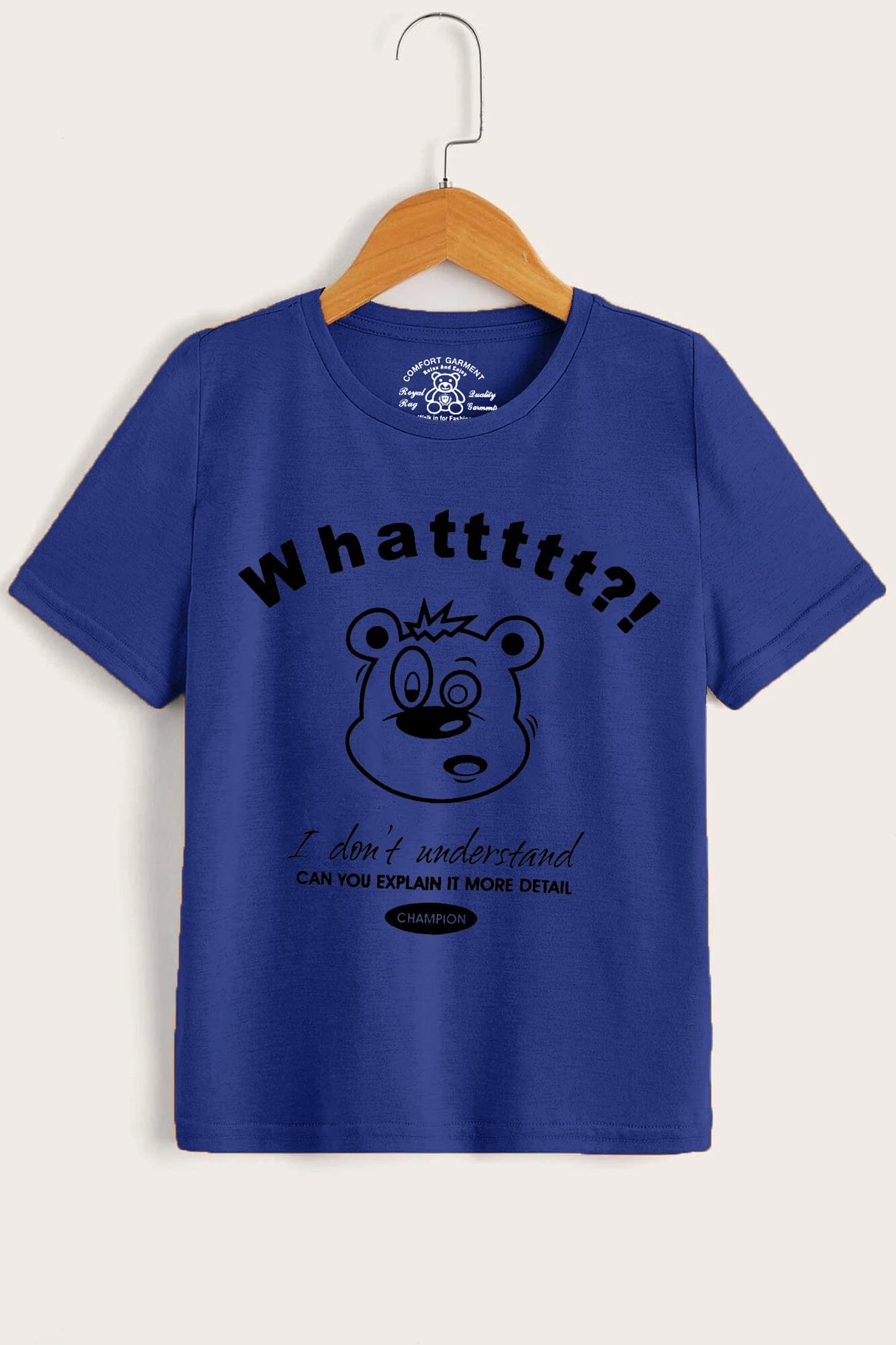 Comfort Kid's Whattt Printed Short Sleeve Tee Shirt Boy's Tee Shirt Usman Traders Royal 2-3 Years 