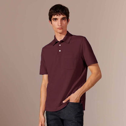 Polo Republica Men's Essentials Tailored Collar Pocket Polo Shirt Maroon
