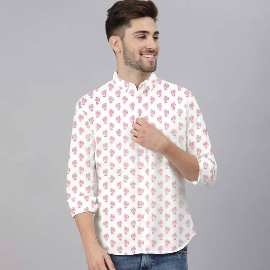 New Fashion Men's Batroun Printed Design Long Sleeve Casual Shirt
