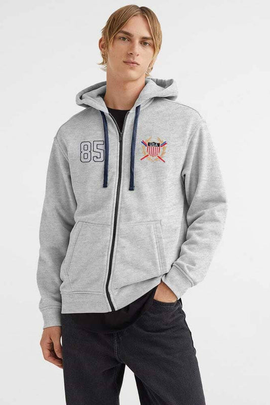 Polo Republica Men's USA Crest & 85 Embroidered Zipper Hoodie