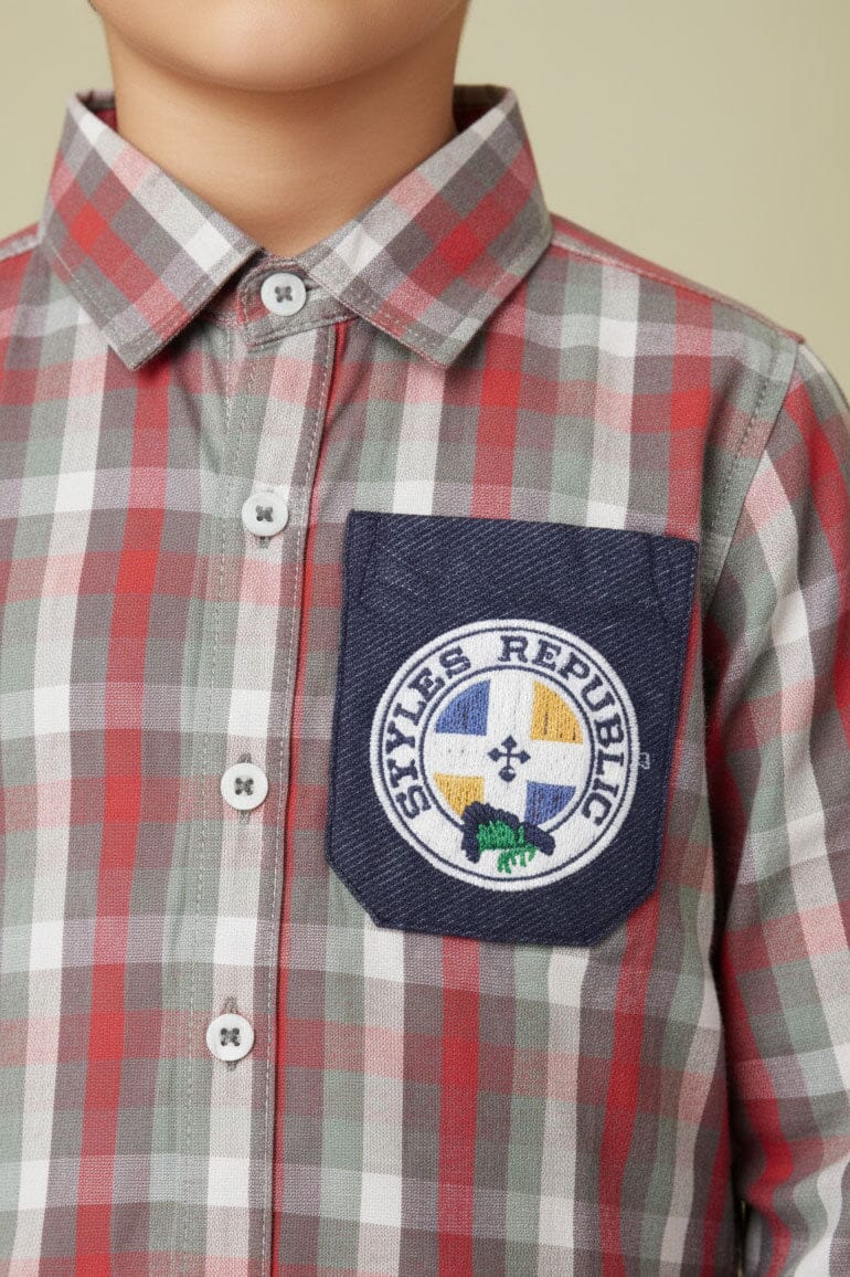 Styles Republic Boy's Check Embroidered Casual Shirt