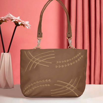 Women's Vatutine Embroidered Design Leather Shoulder/Hand Bag bag SNAN Traders Tan 