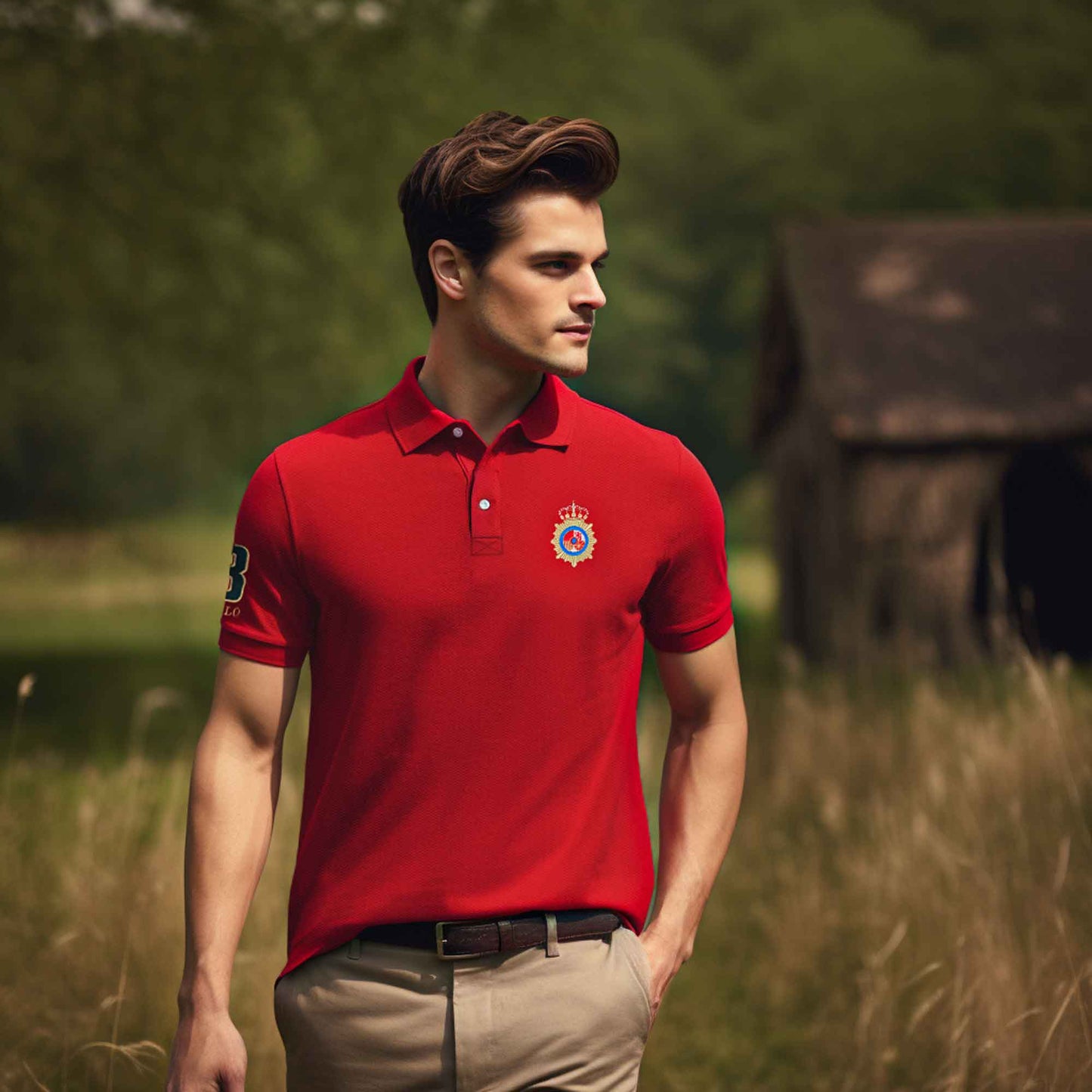 Polo Republica Men's Crest & 3 Polo Embroidered Short Sleeve Polo Shirt