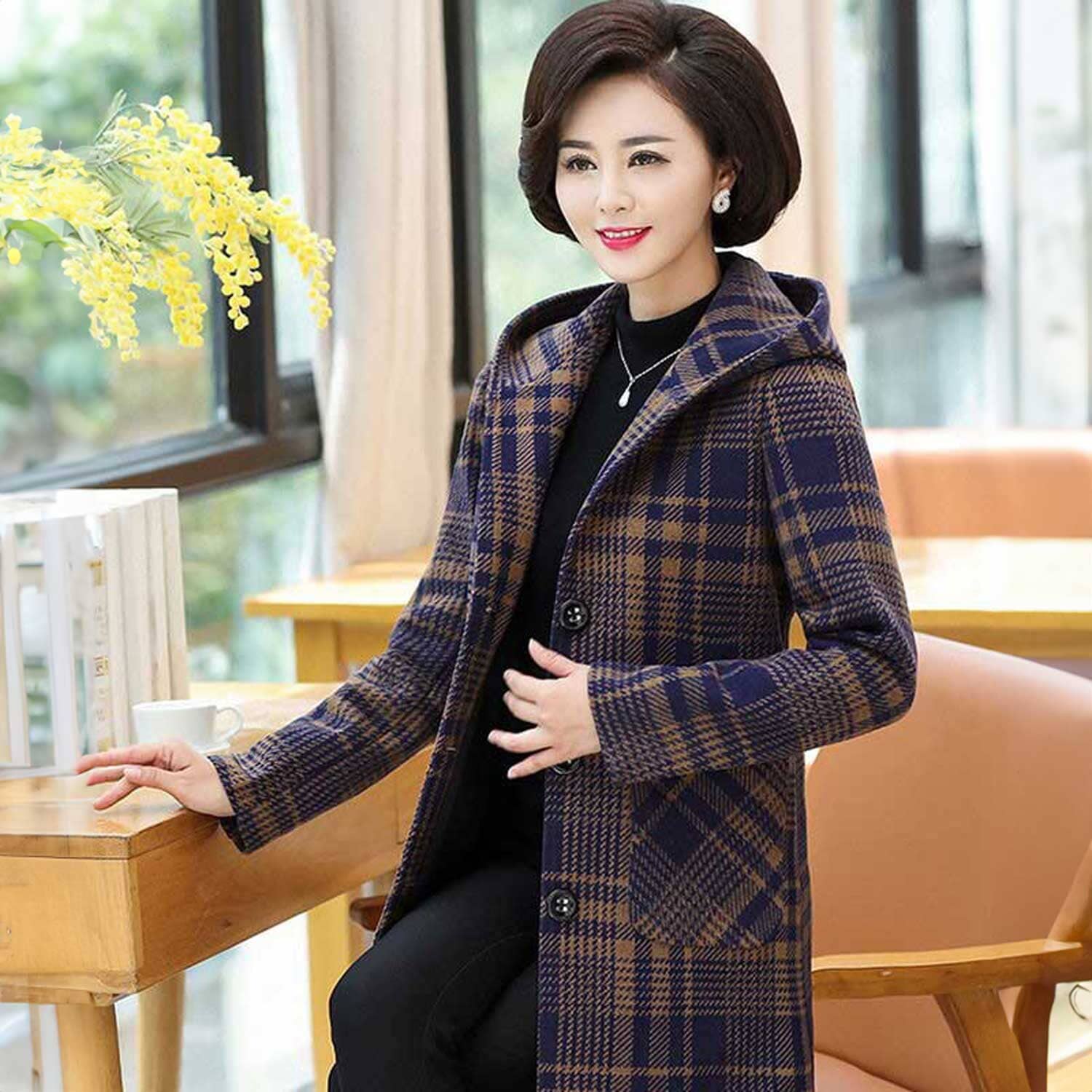Fashion Women's Winter Outwear Long Hooded Coat Women's Jacket First Choice Navy & Khaki L 