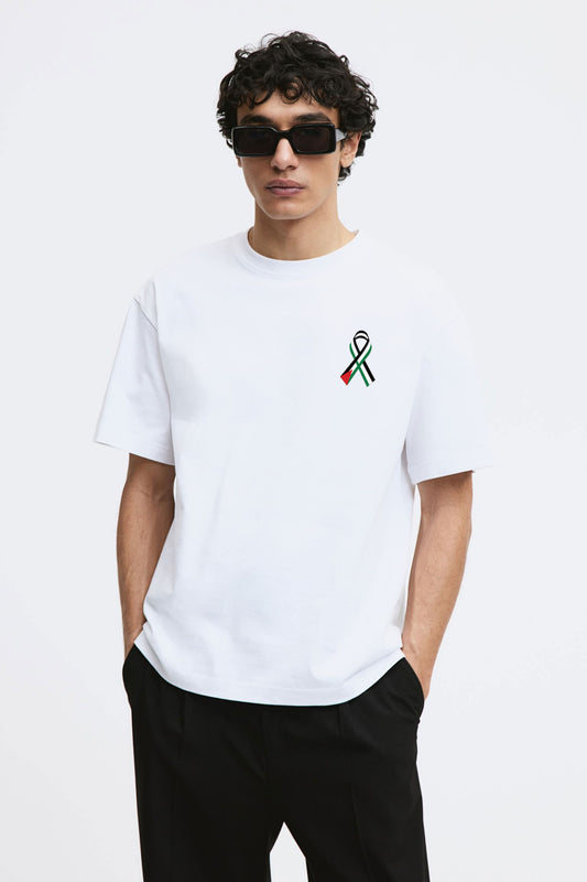 LE Men's Palestine Flag Printed Short Sleeve Crew Neck Tee Shirt