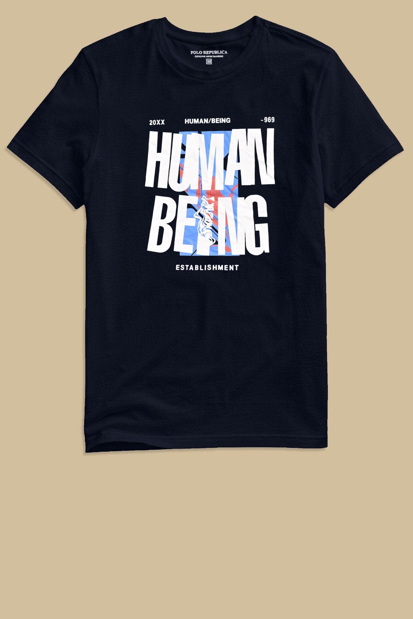 Polo Republica Men's Human Being Printed Crew Neck Tee Shirt