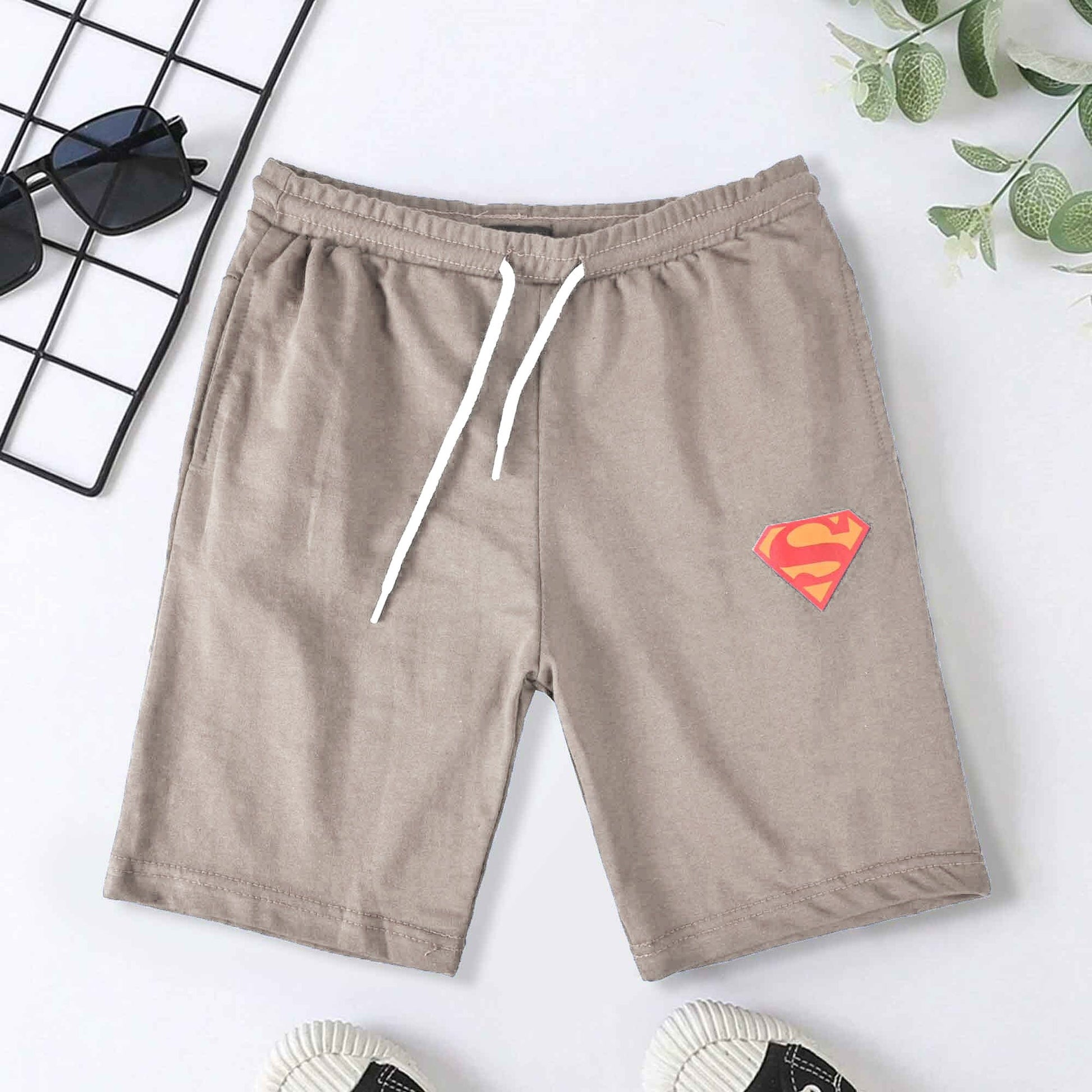 Max 21 Kid's Superman Logo Design Shorts Kid's Shorts SZK Light Mud 3-4 Years 