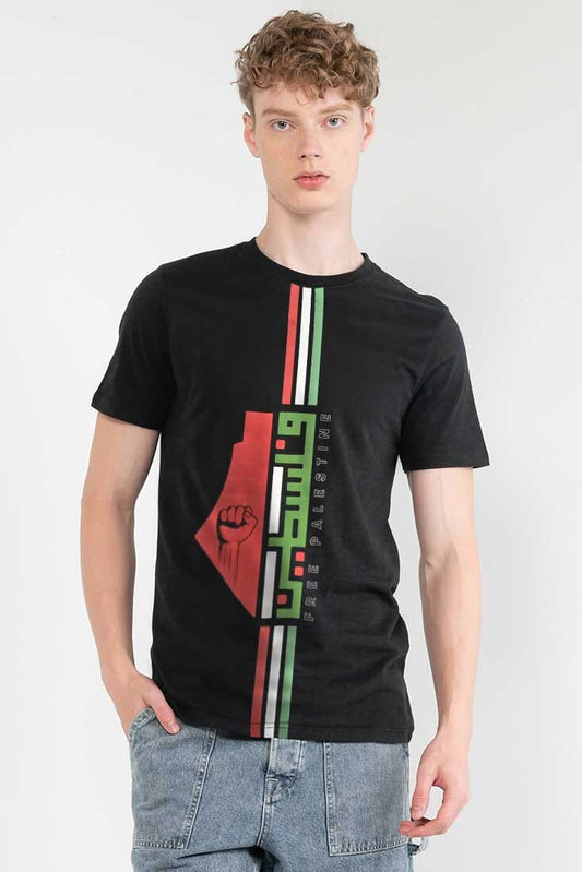 Men's Free Palestine Printed Short Sleeve Minor Fault Tee Shirt