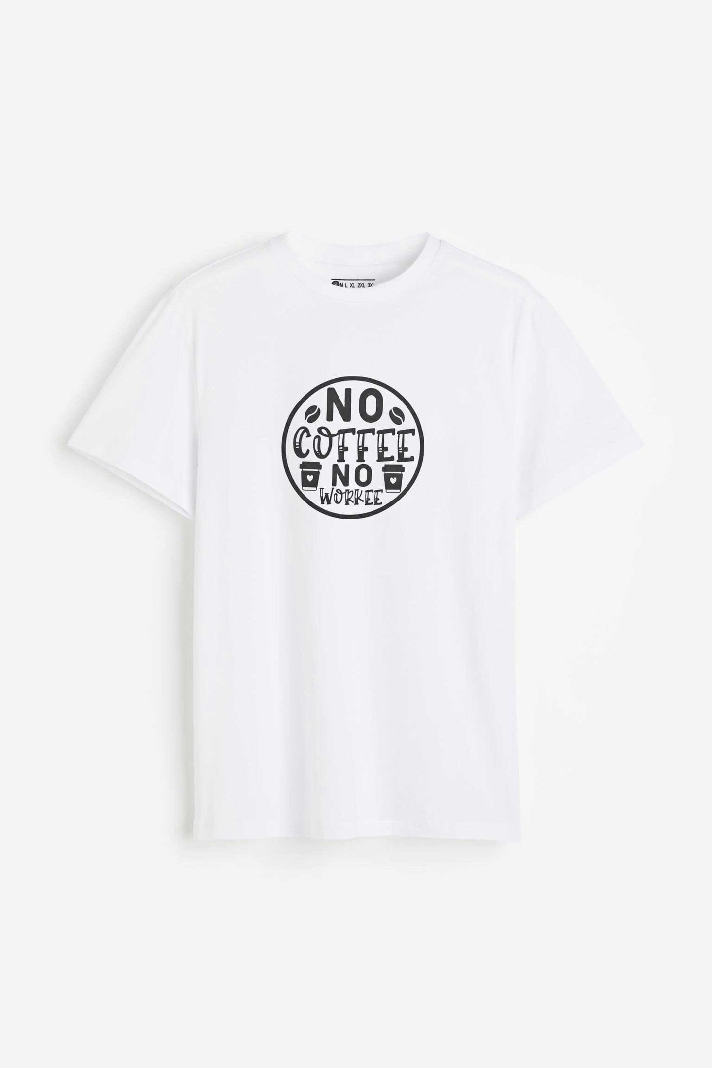 Men's No Coffee Printed Crew Neck Tee Shirt