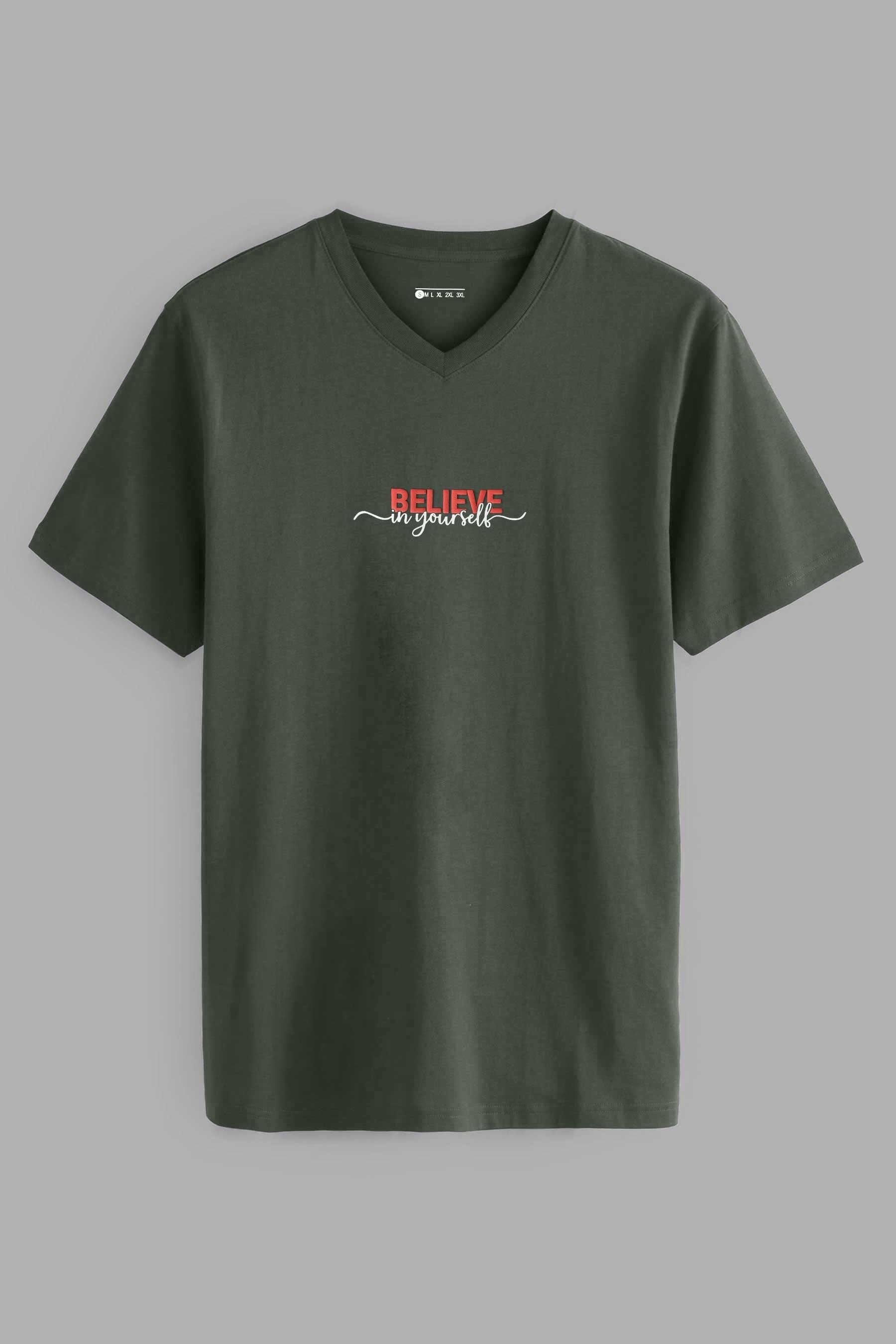 LE Men's CEO Believe In Yourself Printed V Neck Short Sleeve Tee Shirt Men's Tee Shirt Image 