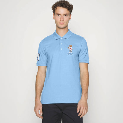 Polo Republica Men's Bear & 8 Polo Embroidered Short Sleeve Polo Shirt Minor Fault Polo Republica Sky S 