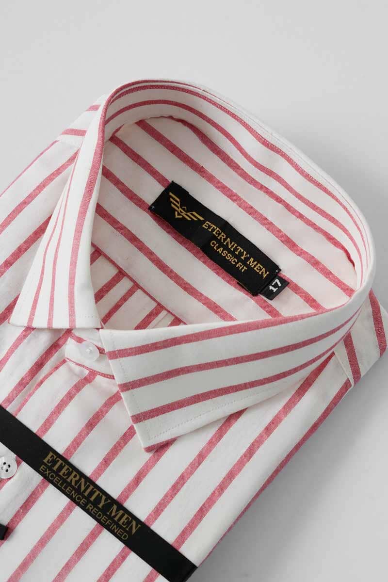 Eternity Men's Classic Fit Striped Formal Shirt
