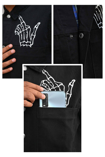 Men's Finger Printed Denim Jacket Men's Jacket SFS 