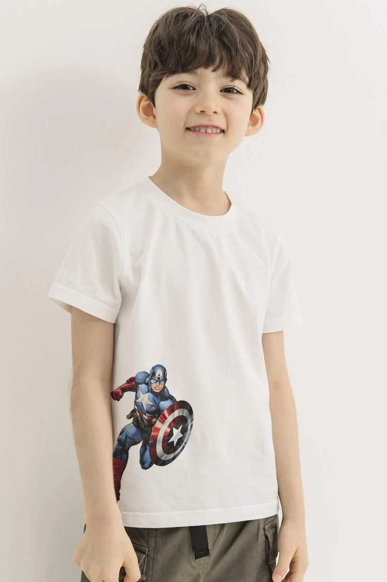 Polo Republica Boy's Captain America Printed Tee Shirt