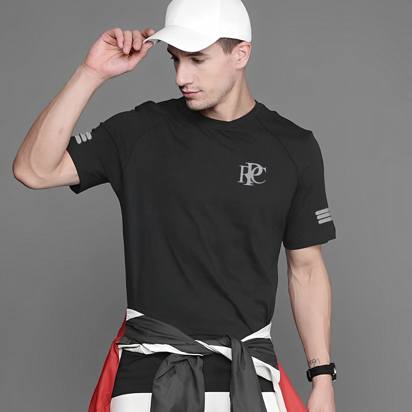Polo Republica Men's Pony PRC & Three Stripes Printed Activewear Tee Shirt