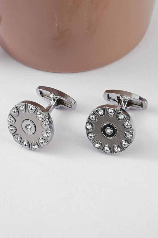 Men's Fancy Rhinestone Round cufflinks Set