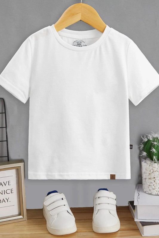 RR Comfort Kid's Solid Design Short Sleeve Tee Shirt Boy's Tee Shirt Usman Traders White 2-3 Years 