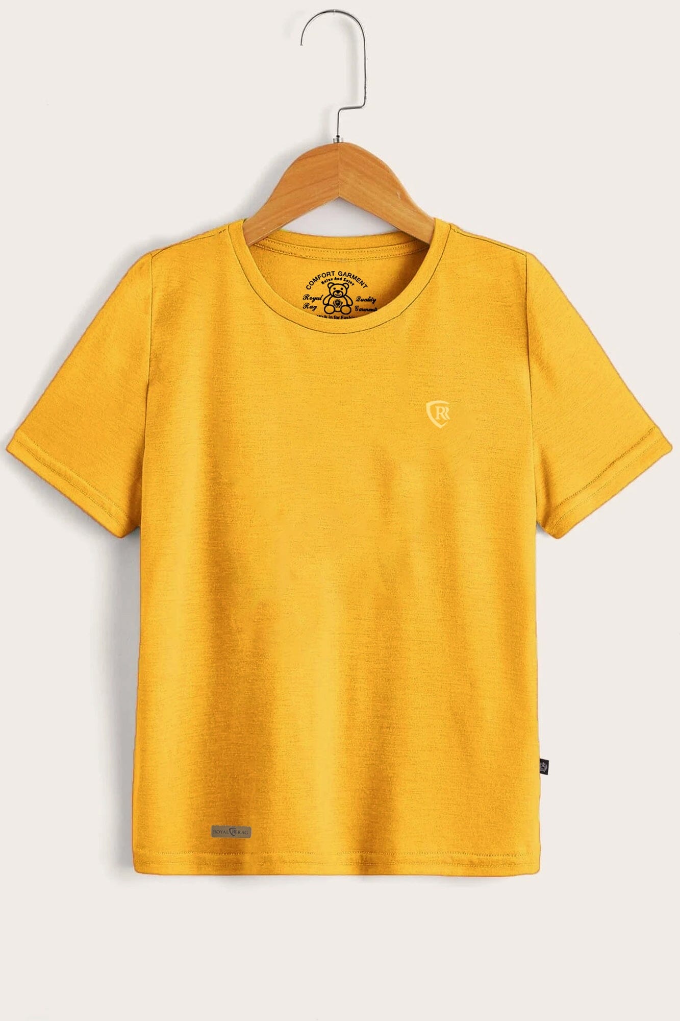 RR Kid's Logo Printed Short Sleeve Tee Shirt Boy's Tee Shirt Usman Traders Yellow 2-3 Years 