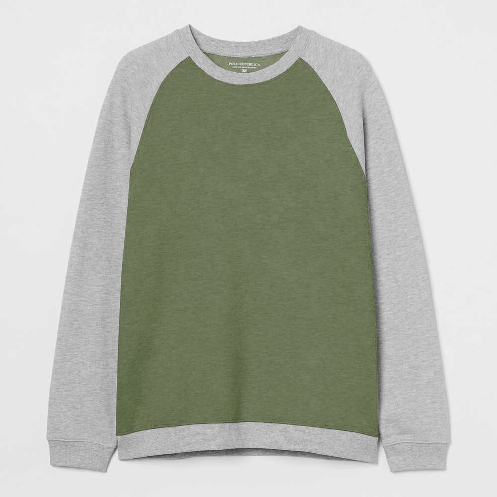 Polo Republica Men's Raglan Sleeve Fleece Sweat Shirt Men's Sweat Shirt Polo Republica Olive XS 
