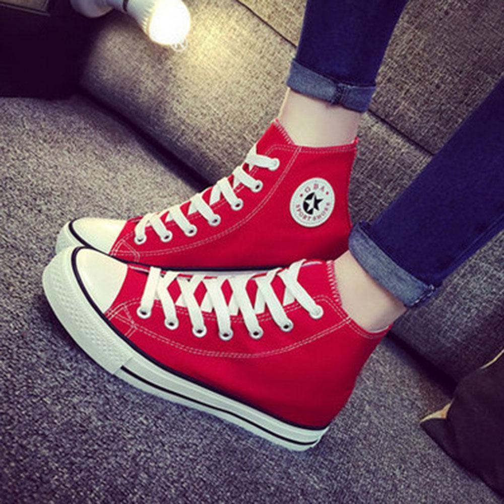 Women's Mid Top Super Star Canvas Shoes Women's Shoes Sunshine China Red EUR 37 