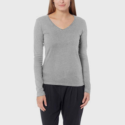 Barydale Elegance: Women's Full-Sleeve 100% Combed Cotton Tee Grey L 