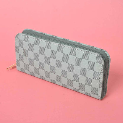 Women's Multi Square Design Faux Leather Zip Closure Wallet/Purse Hand Bag NB Enterprises Mint Green 