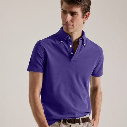 Polo Republica Men's Jetson Button Down Short Sleeve Polo Shirt Men's Polo Shirt Polo Republica Purple S 